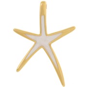 Pendentif étoile de mer 52x37mm avec résine époxy Doré à l'or fin - Blanc nacré x1
