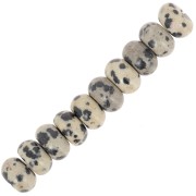 Perles Heishi rondelles 8x5 mm pierre gemme - Jaspe Dalmatien x15