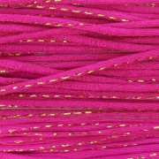 Cordon queue de rat nylon 1.8 mm avec fil métalissé - Fuchsia - Doré x3m
