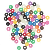 Assortiment de perles rondes aplatie 4.5x4 mm en os teinté - Multicolore x15g