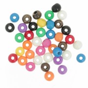 Assortiment de perles rondes aplatie 6.5x5 mm en os teinté - Multicolore x20g