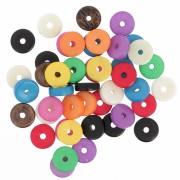 Assortiment de perles rondelles heishi 12x4 mm en os teinté - Multicolore x60g