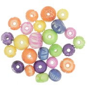 Assortiment de perles rondes aplaties 10 mm à 14 mm en os gravé - Multicolore x50g