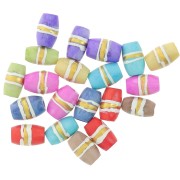 Assortiment de perles olives 12x8 mm en os teinté - Multicolore - Doré x20