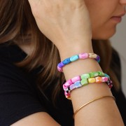 Assortiment de perles tubes facettés 9x7 mm en os teinté - Multicolore x20