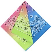 Rose - Bandana 100% coton - motif Cachemire - Tie and Dye - Vert clair - Rose - Bleu x1 Bandana 100% coton - motif Cachemire - Tie and Dye - Vert clair - Rose - Bleu x1