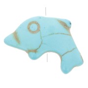 Perle dauphin 12x19 mm imitation pierre gemme teintée Howlite - Turquoise x1