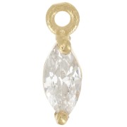Breloque navette 9.5x3 mm avec oxyde de Zirconium - Doré à l'or fin - Crystal x1