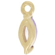 Breloque navette 9.5x3 mm avec oxyde de Zirconium - Doré à l'or fin - Violet x1