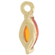 Breloque navette 9.5x3mm avec oxyde de Zirconium - Doré à l'or fin - Orange x1