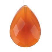 Perle goutte motif ethnique 17x13 mm pierre gemme teintée Cornaline Doré or fin x1