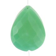 Perle goutte motif ethnique 17x13 mm pierre gemme Chrysoprase - Doré or fin x1