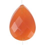 Perle goutte motif ethnique 14x10 mm pierre gemme teintée Cornaline Doré or fin x1