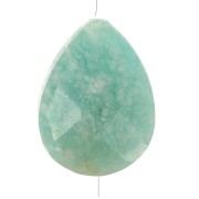 Perle goutte motif ethnique 14x10 mm pierre gemme - Amazonite - Doré or fin x1