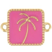 Intercalaire carré palmier 16x12 mm résine époxy - Acier inox 304L Doré - Rose