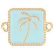 Intercalaire carré palmier 16x12 mm résine époxy Acier inox 304L Doré - Bleu clair