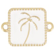 Intercalaire carré palmier 16x12 mm résine époxy - Acier inox 304L Doré - Blanc