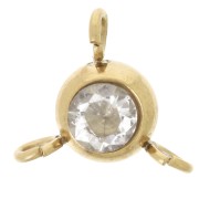 Intercalaire 3 anneaux 6 mm oxyde zirconium Acier inoxydable Doré 304L Cristal x1