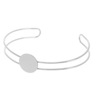 Bracelet plateau 7x165 mm pour cabochon rond 15 mm - Placage Argent fin x1