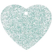 Pendentif coeur 21x18 mm en acrylique - Pailleté bleu givré x1