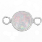Intercalaire rond 4.6 mm avec cabochon imitation White Opal - Argent 925 x1