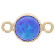 Intercalaire rond 4.6 mm Imitation Royal Blue Opal - Gold filled (or laminé) x1