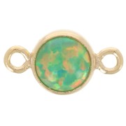 Intercalaire rond 4.6 mm Imitation Vert Opal - Gold filled (or laminé) x1