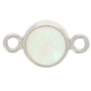 Intercalaire rond 4.6 mm avec cabochon imitation Mint Opal - Argent 925 x1
