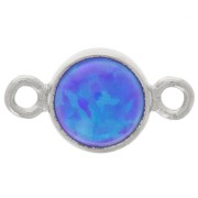 Intercalaire rond 4.6 mm avec cabochon imitation Royal Blue Opal - Argent 925 x1