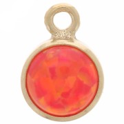 Breloque ronde 4.6 mm cabochon imitation Rouge Opal Gold filled (or laminé) x1