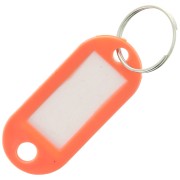 Porte clés avec étiquette 50x22 mm en plastique pour grigri de sac - Orange x1