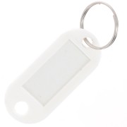 Porte clés avec étiquette 50x22 mm en plastique pour grigri de sac - Blanc x1
