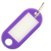 Porte clés avec étiquette 50x22 mm en plastique pour grigri de sac - Violet x1