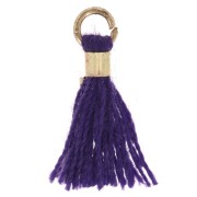 Pompon imitation coton 12 mm avec attache perle - Doré - Violet x1