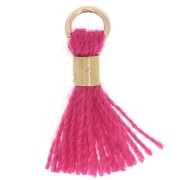 Pompon imitation coton 12 mm avec attache perle - Doré - Fuchsia x1