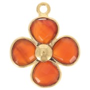 Pendentif fleur 16 mm en pierre gemme teintée - Doré à l'or fin - Cornaline x1