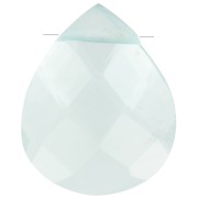 Perle goutte facettée - briolette plate 12x10 mm imitation gemme - Hydro Aqua x1