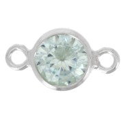 Intercalaire rond 4.5 mm avec oxyde de Zirconium - Aquamarine - Argent 925 x1