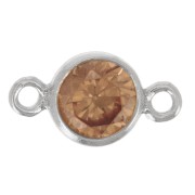 Intercalaire rond 4.5 mm avec oxyde de Zirconium - Champagne - Argent 925 x1