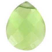 Perle goutte facettée - briolette plate 12x10 mm imitation gemme - Hydro Peridot