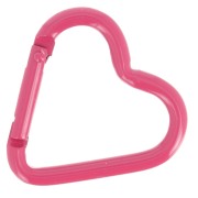 Fermoir mousqueton coeur 42x44 mm en aluminium - Fuchsia x1