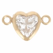 Intercalaire coeur horizontal 9x5.5 mm avec CZ - Gold filled (or laminé) - Crystal