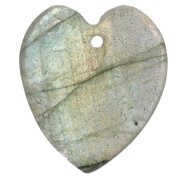 Pendentif coeur plat 19x16 mm en pierre gemme - Labradorite x1