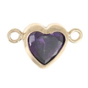Intercalaire coeur horizontal 9x5.5 mm avec CZ - Gold filled (or laminé) Amethyste
