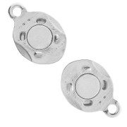 Fermoir aimanté ovale effet plissé 17x10 mm - Placage Argent fin vieilli x1