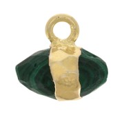 Breloque pointe facettée 9x10.5 mm pierre gemme - Malachite - Doré à l'or fin