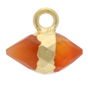 Breloque pointe facettée 9x10.5mm pierre gemme teintée Cornaline - Doré à l'or fin