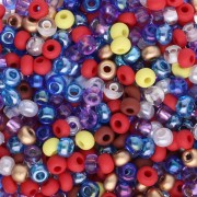 Preciosa Perles rocailles 8/0 3 mm - Mix Bleu - Rouge - Violet x20g
