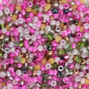Preciosa Perles rocailles 11/0 2 mm - Mix Fuchsia - Vert - Blanc x20g