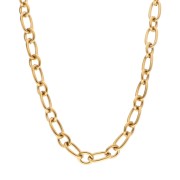Collier maille Forçat alternée 7 mm - Acier inoxydable 304L Doré x44cm